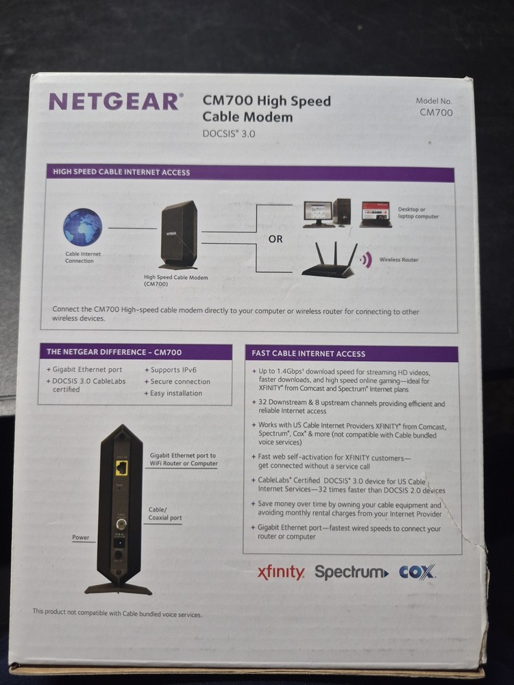 NEW NETGEAR CM700 High Speed Cable Modem