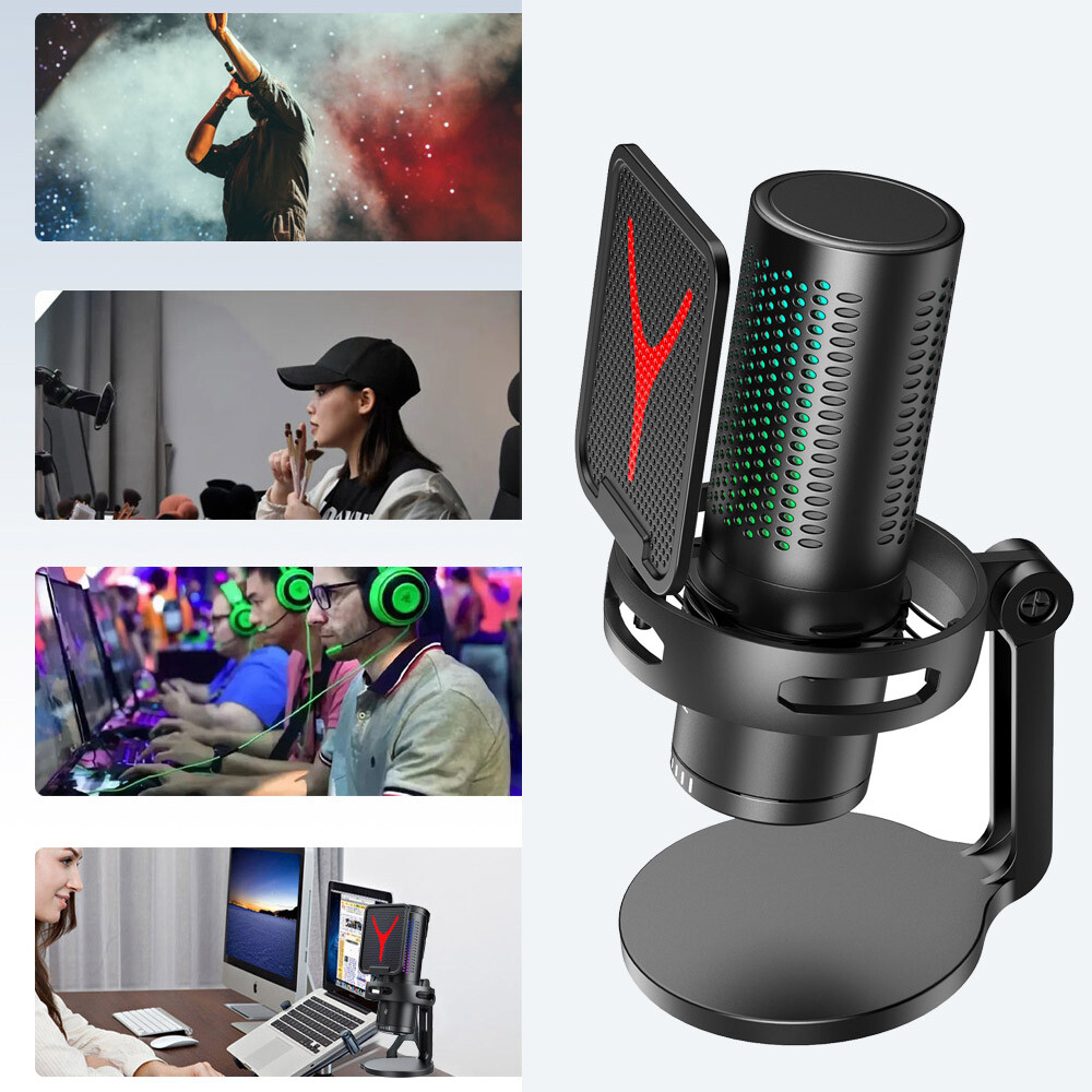 Gaming Microphone USB Computer Microphone for PC Mac PS4/5 Condenser Podcast RGB