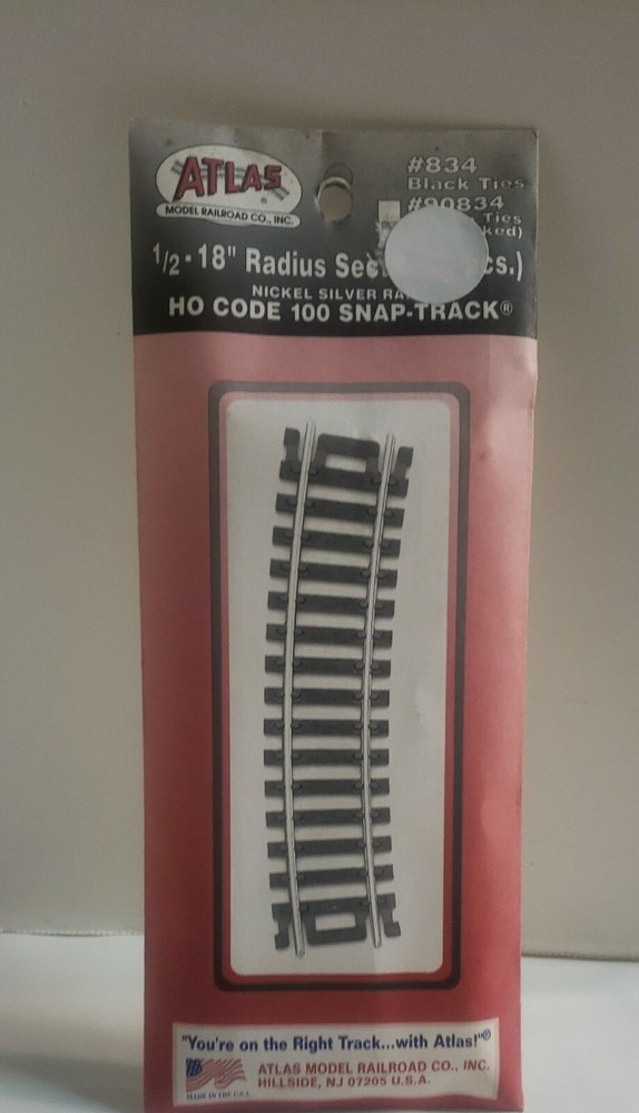 Atlas #834 Code 100 18" 1/2 Radius Curve Track 4 pack