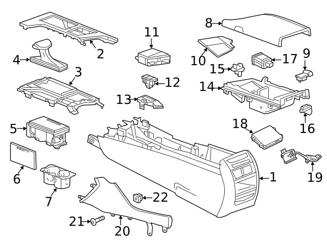 Genuine GM Jet Black Front Floor Console Applique 84094182
