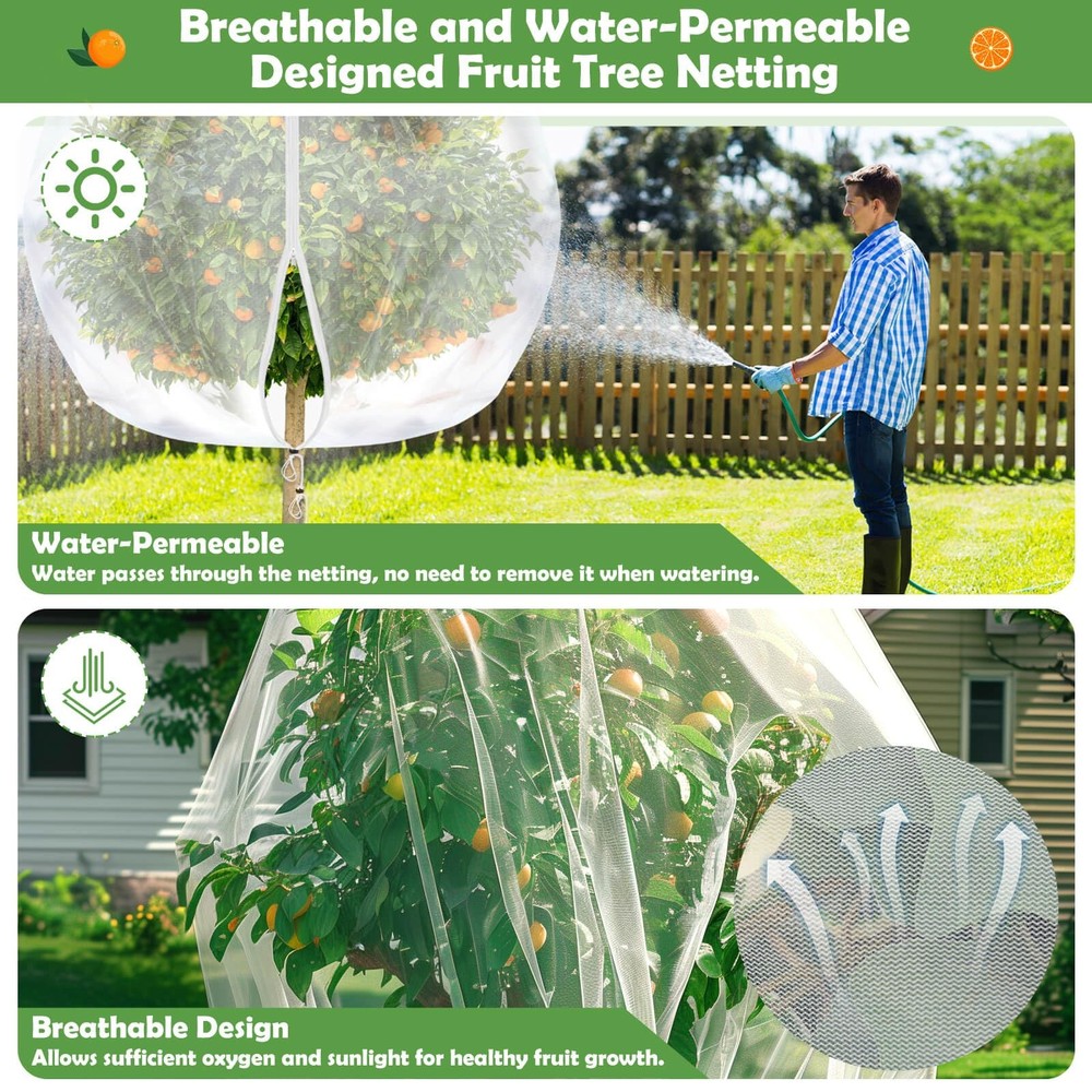 10x10 FT Fruit Trees Netting with Zipper,3Pcs Large Tree Nets for Fruit Trees...