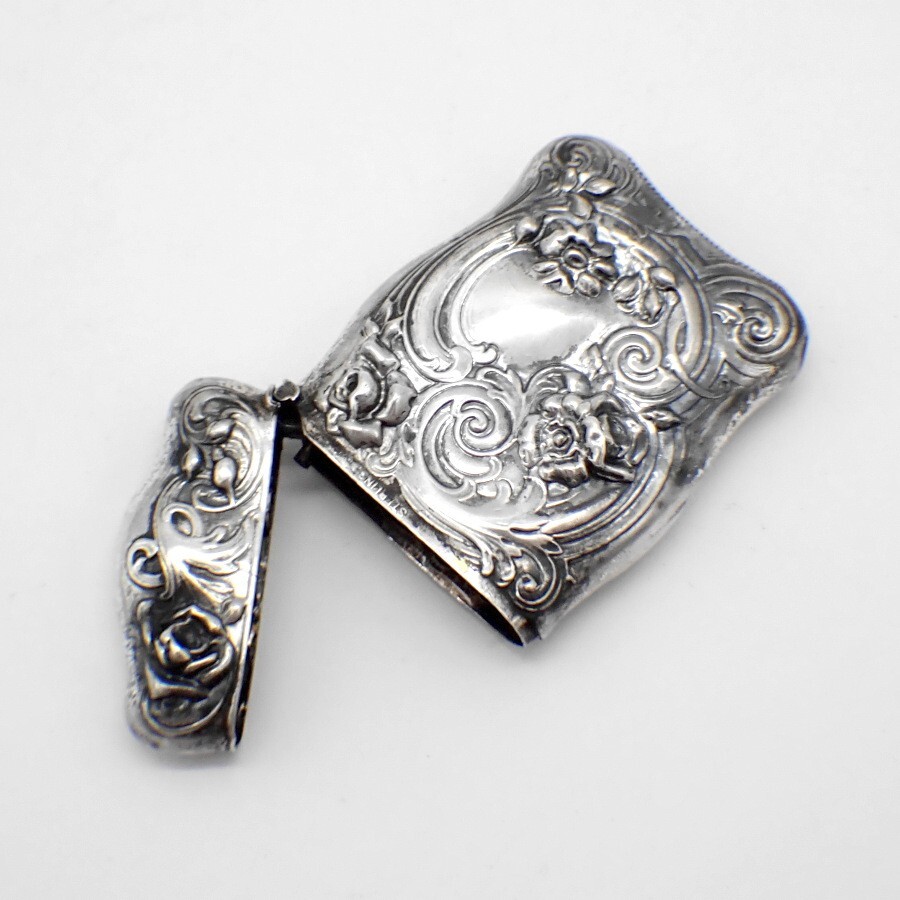 Match Safe Rose Scroll Decorations Sterling Silver