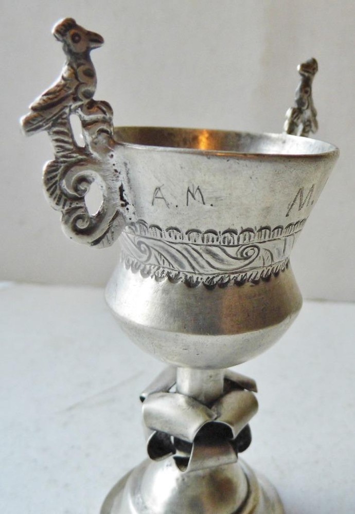 Antique Colonial America Solid Silver Jewish Kiddush Cup ca.1730 Irish Maker?