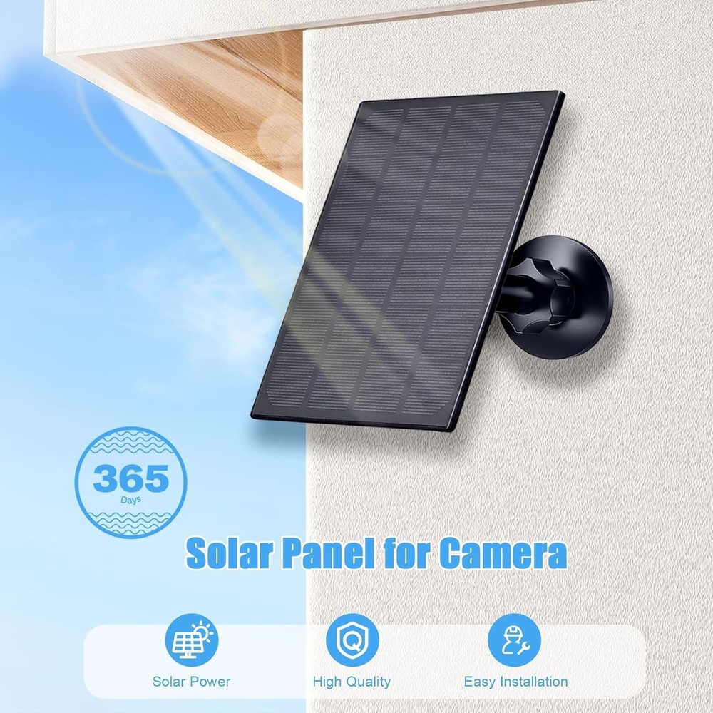 Solar Panel for Security Camera, 2 Pack 2W Solar Charger with Micro USB & USB-C