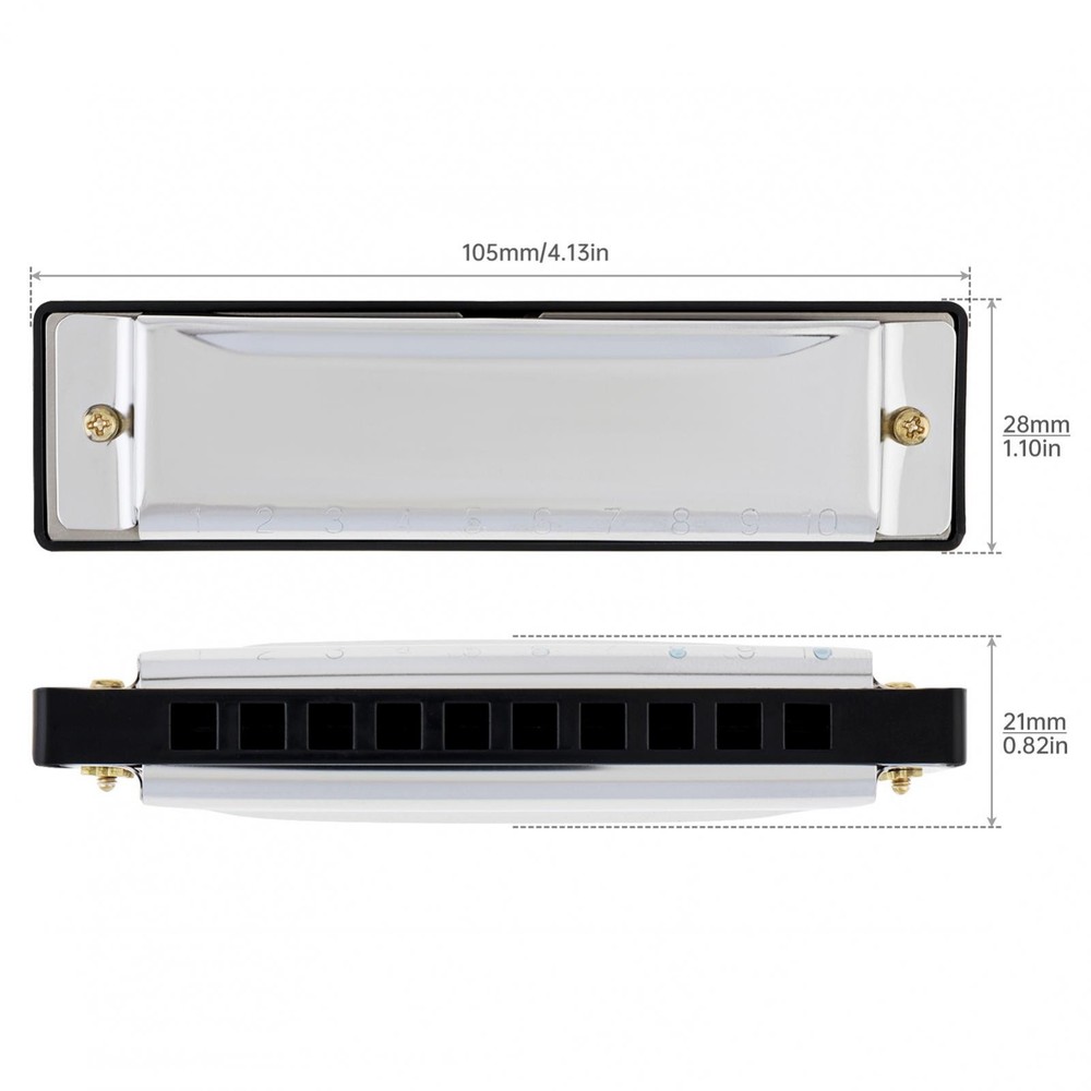 Harmonica Mouth Organ 10 Hole C Key with Case, Diatonic Harmonica Beginner Gift