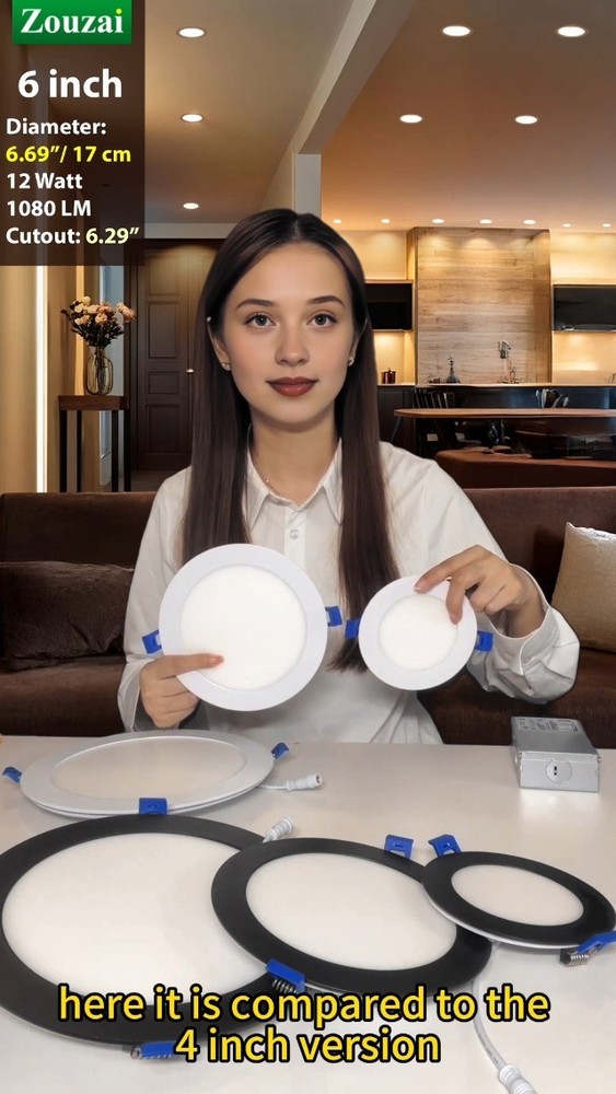 zouzai 1 Pack 6 Inch Black 5CCT Reset Ultra-Thin LED Recessed Ceiling Light with