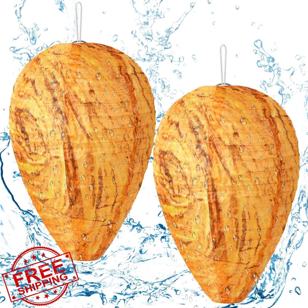 DECYOOL 2pk Mini Wasp Nest Decoy, Orange, Water-Repellent