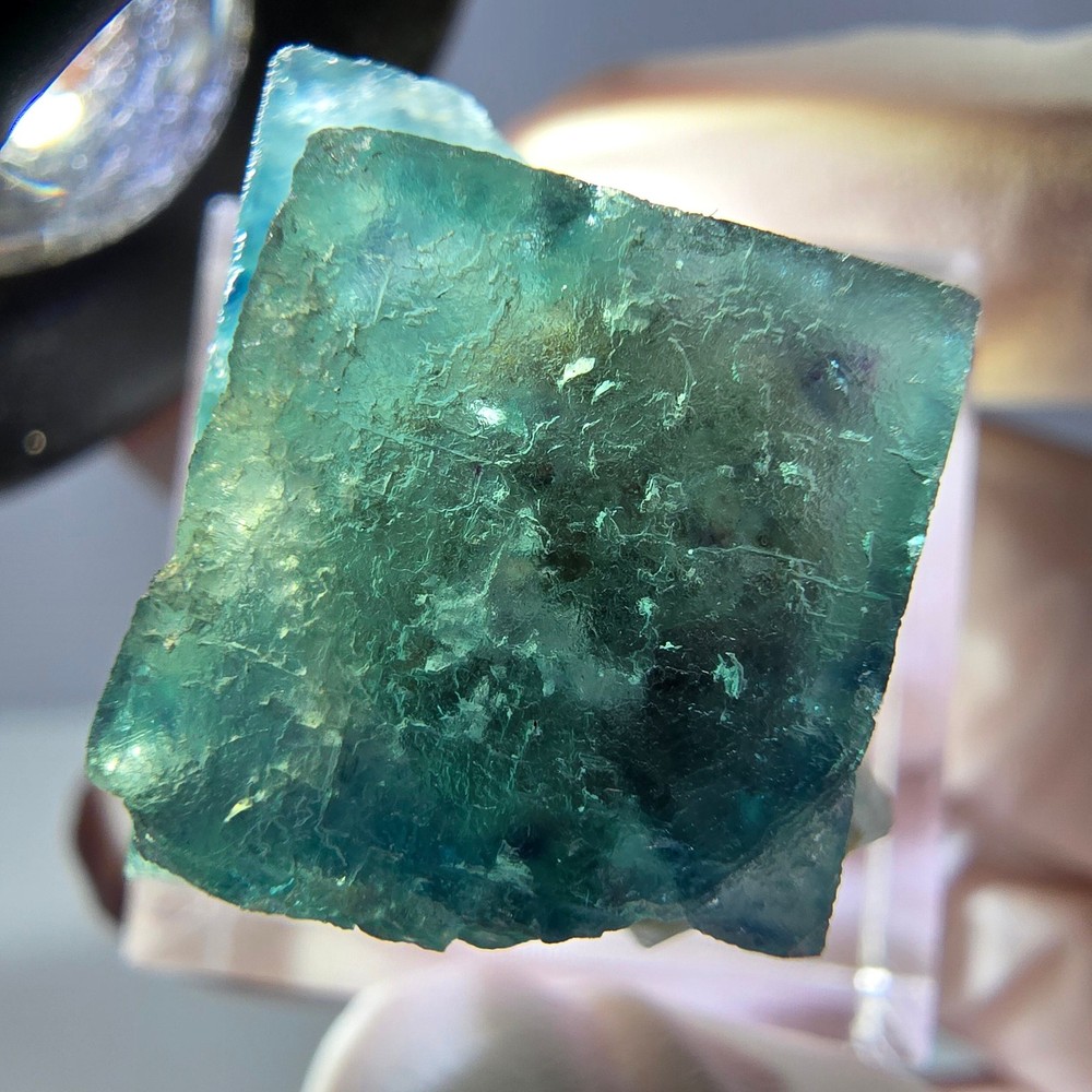 Phantom Fluorite Cube Specimen, parquetted green Okorusu, Namibia 22*20*20mm