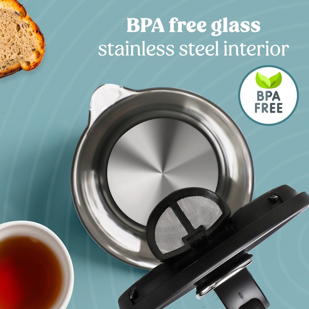 NELO Electric Kettle with Keep Warm Function, Sleek Glass Window Double Wall ...