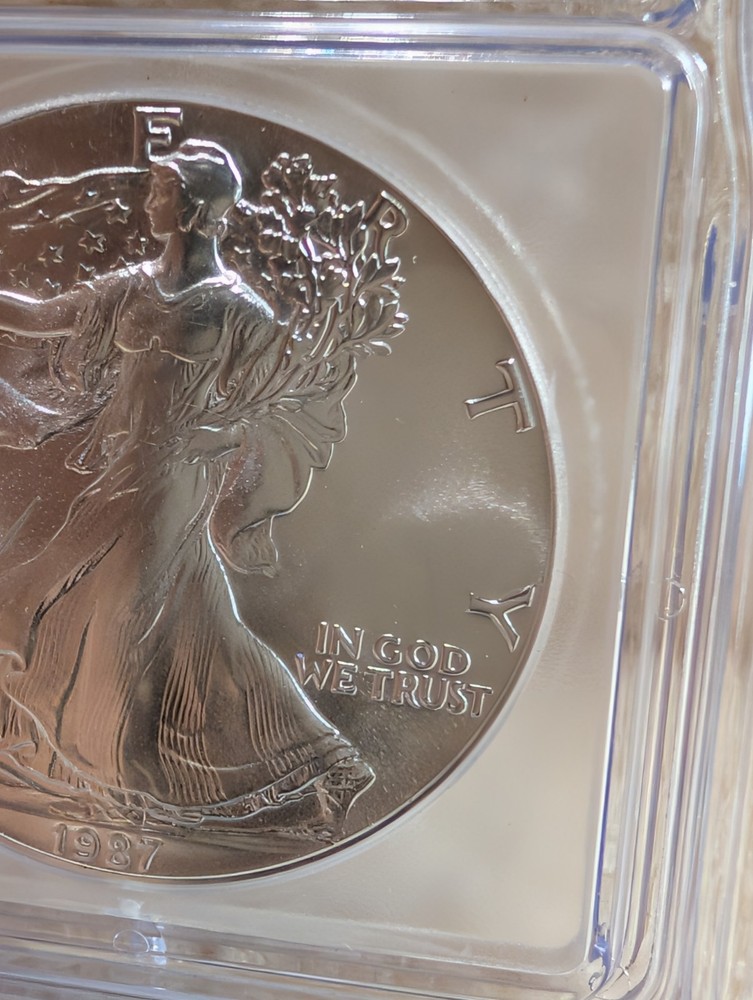 1987 * First Delivery $1 America Silver Eagle * Walking Liberty * ICG MS70