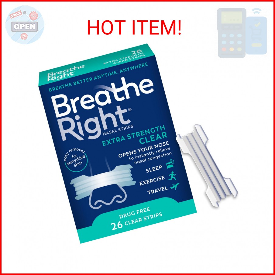 Breathe Right Nasal Strips | Extra Strength | Clear Nasal Strips | For Sensitive