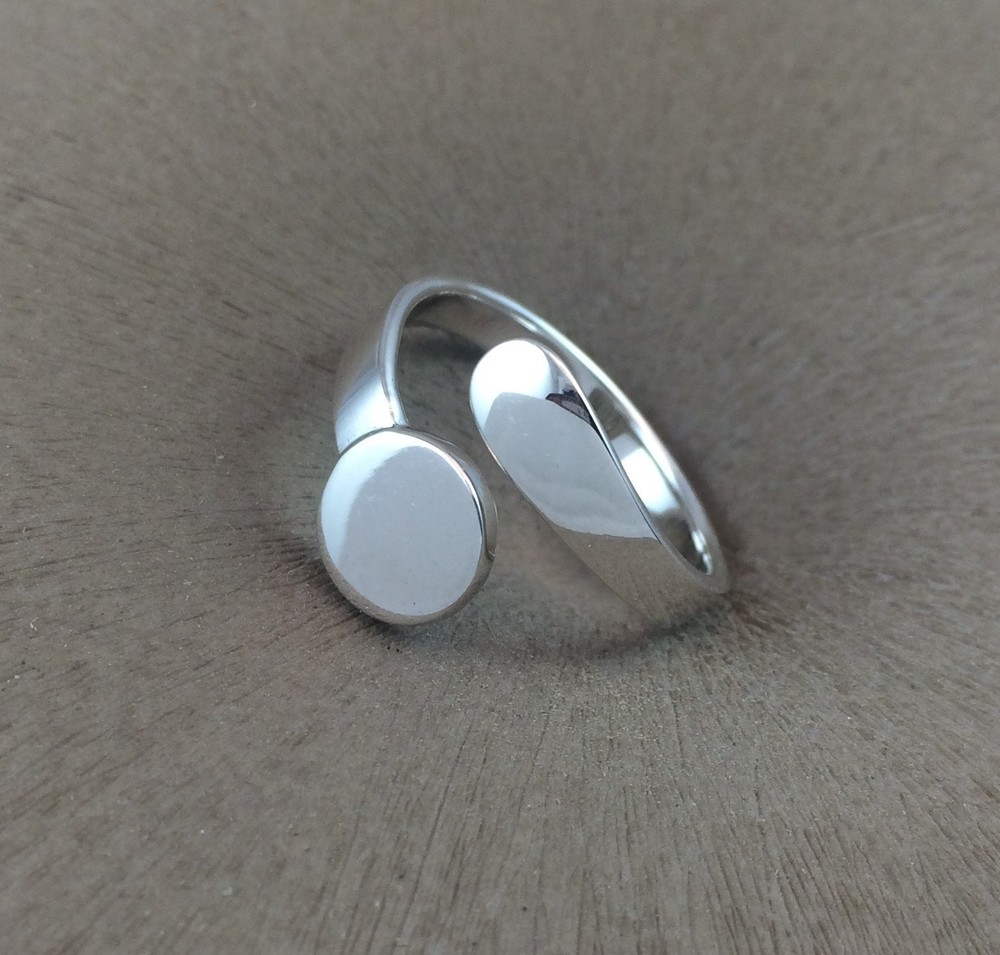 Sterling Silver Ring Blank with 8mm Pad Adjustable Style 925 Quality Finding HEA