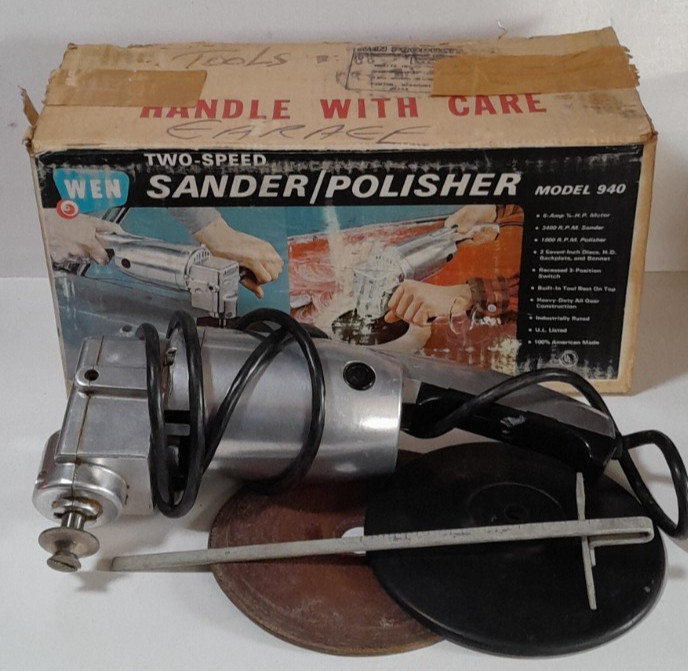 Vintage WEN 2 speed 7" Disk Sander Polisher-Buffer Model 940