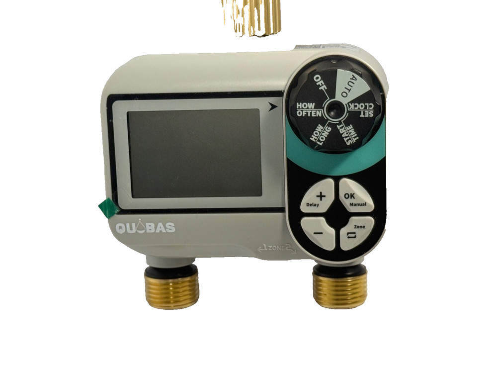 Quobas Digital Water Timer 2 Zone Irrigation Controller LCD Display Garden Set