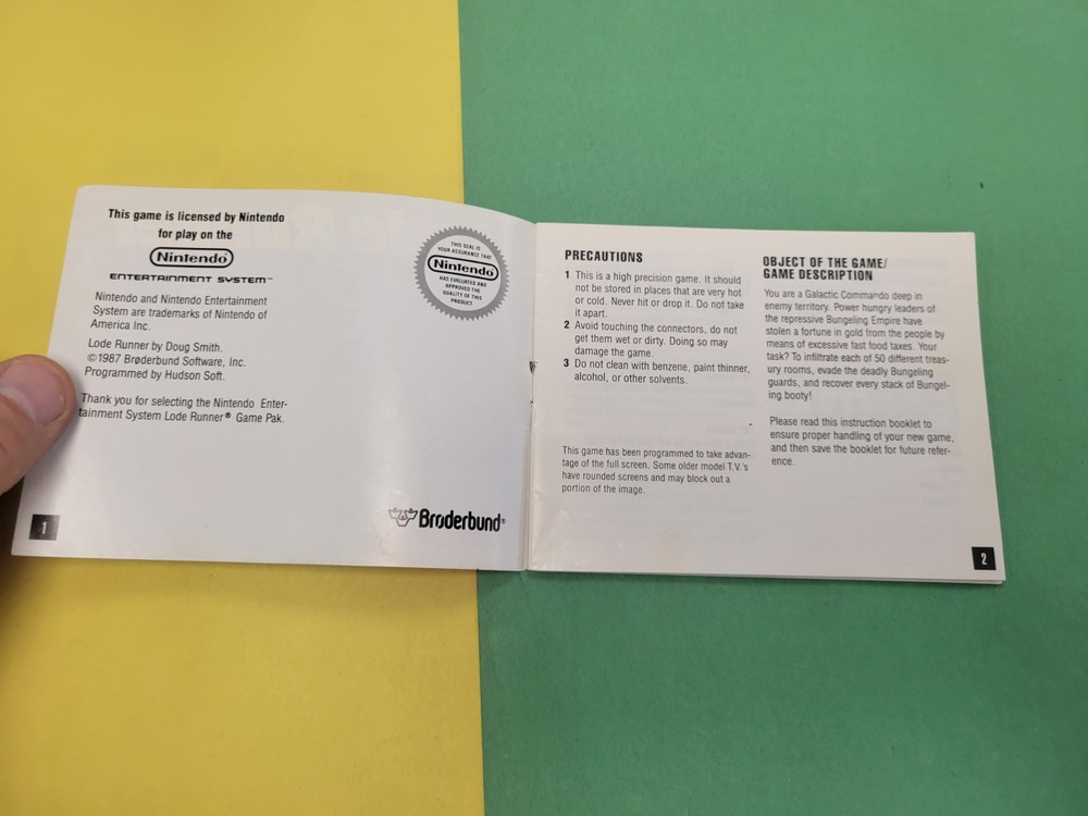 Lode Runner Nintendo NES Manual Instruction Booklet Authentic