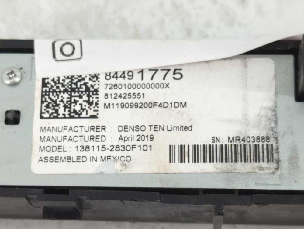 2019-2019 Chevrolet Silverado 1500 Radio Control Panel PC1XT