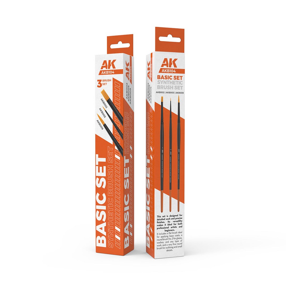 AK Interactive AKB104 Basic Brushes Set (3pcs) - US
