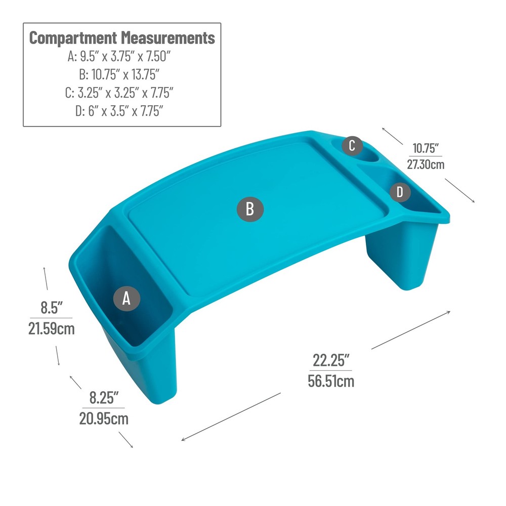 Lap Desk, Portable Activity Tray with Side Storage, Stackable Plastic Desk fo...