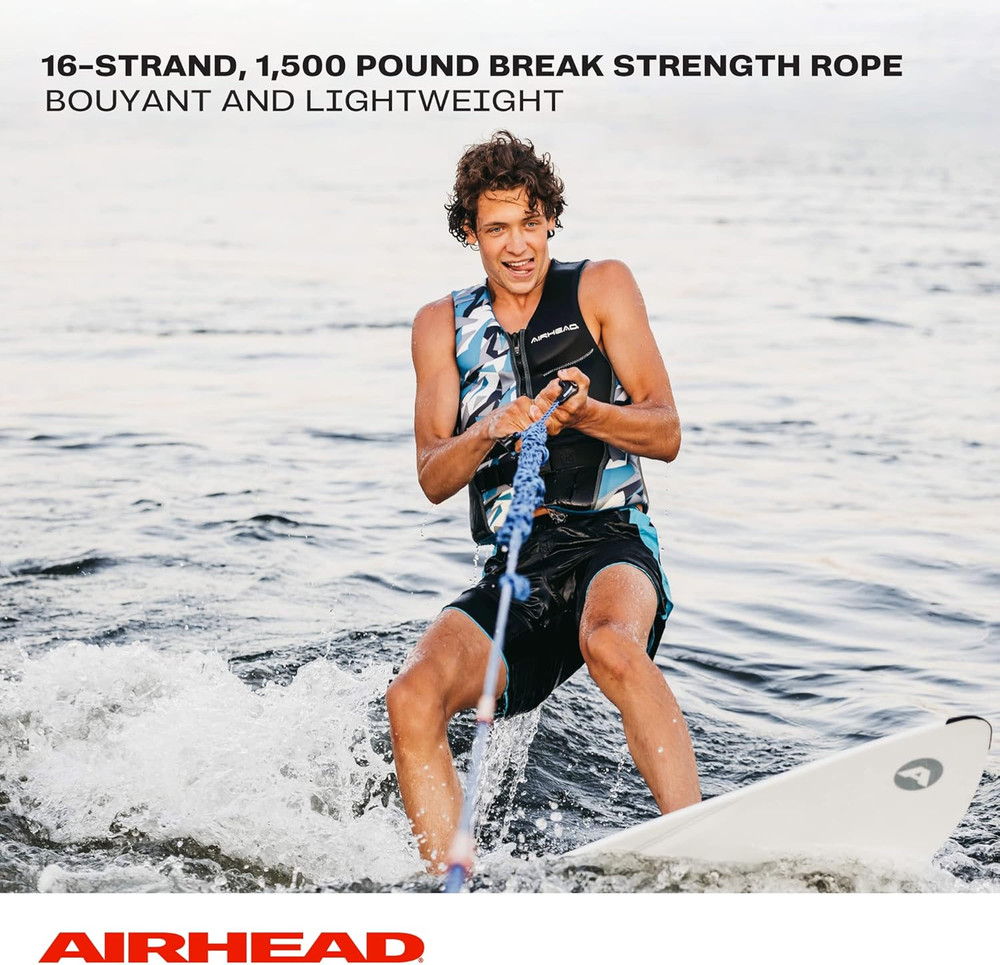 Spiral Braid Wakesurf Rope, 3 Sections, 16-Feet