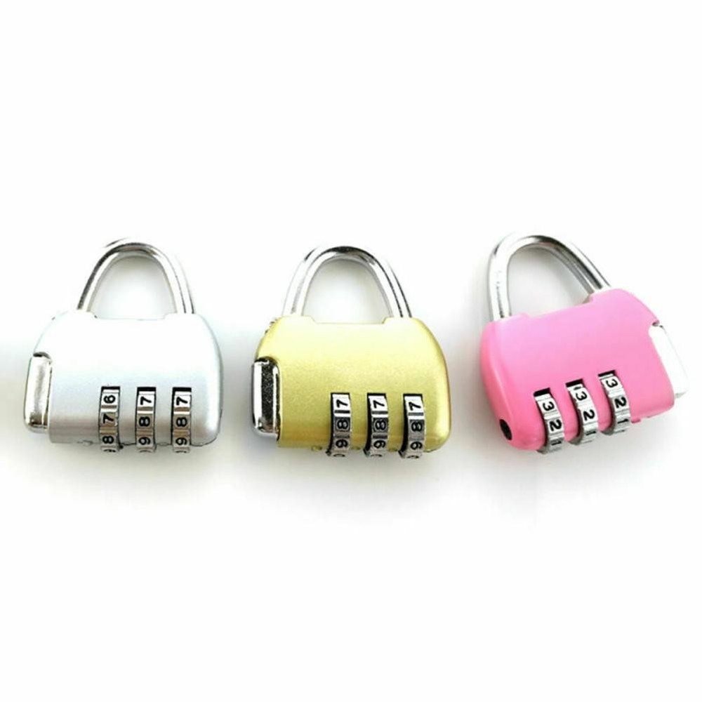 Travel Luggage Padlock Mini 3 Digit Combination Suitcase Security Cable Lock I