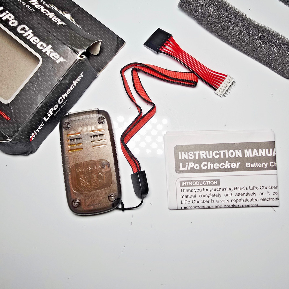 Hitec LiPo Voltage Checker + Equalizer 2–6S LCD w/Adapter Strap Manual UNTESTED