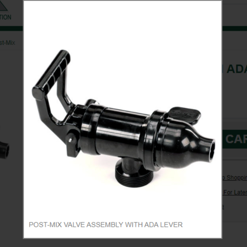 POST-MIX VALVE ASSEMBLY WITH ADA LEVER #637-0005
