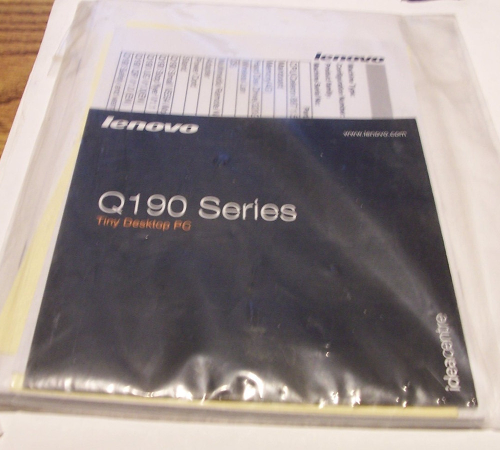 Lenovo Q190 Series Tiny Desktop PC User Guide