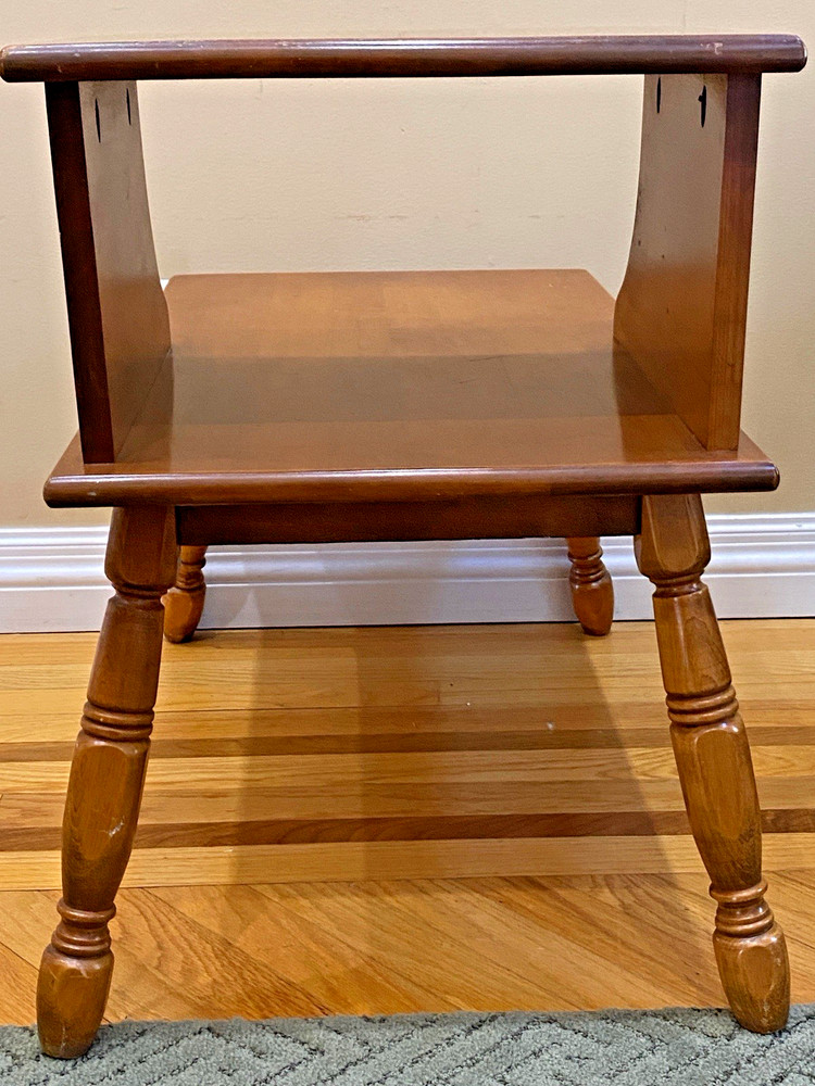 Mid Century Solid Oak End Table ~ Two Tiers