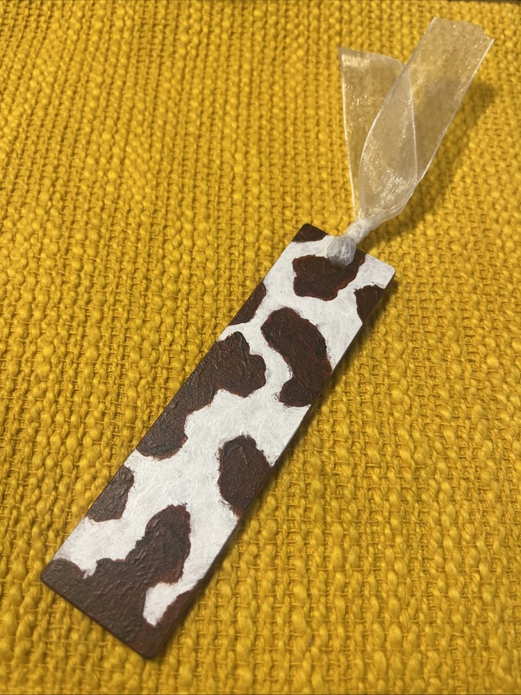 Bookmark Hand Painted Cow Print Design