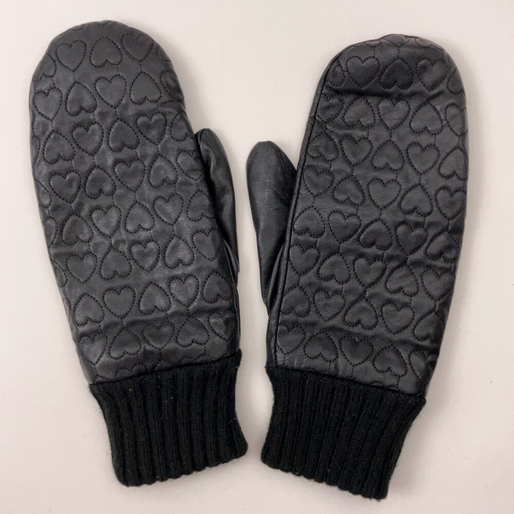 H&M Black Mitten With Heart Shape Stitching