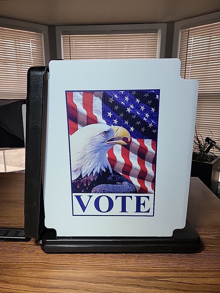 Starfire Mobile Voting Booth Folding Heavy Duty Writing Surface, Patriotic Eagle