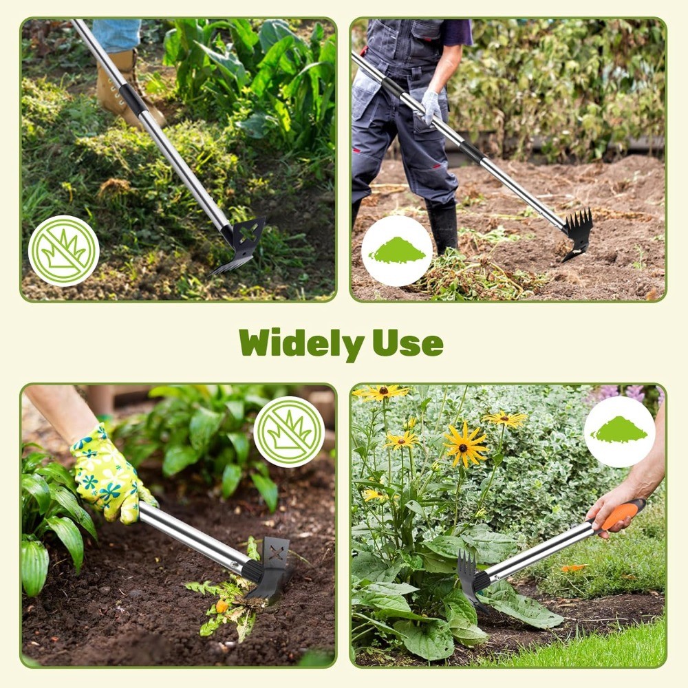 60" Weed Puller Tool Set with Long Handle and 17" Hand Weeding Tools