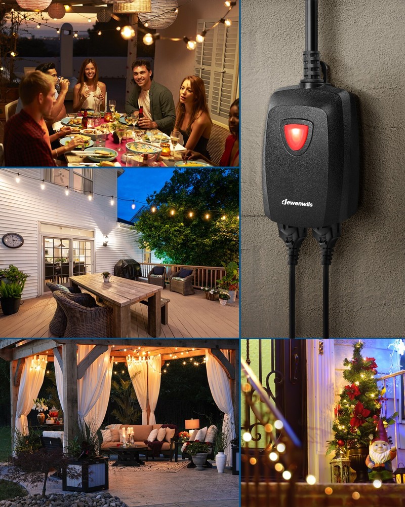 DEWENWILS Outdoor Dimmer for String Lights, 125V, 100FT Remote Control Range,