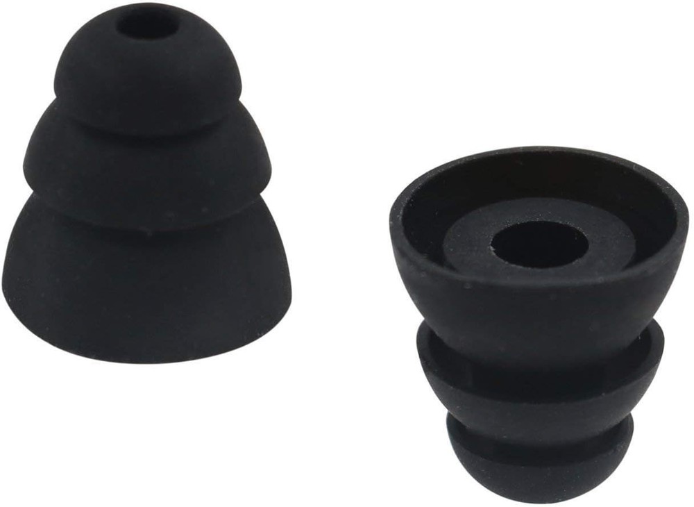 6 Pairs Replacement Triple Flange Ear Tips Earbuds Eartips Silicone Black