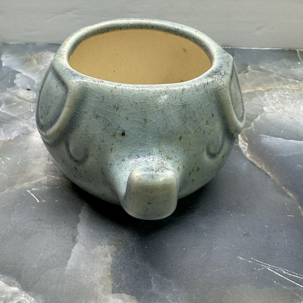 Blue Ceramic Figural Elephant Planter Trinket Dish Succulent Boho Matte