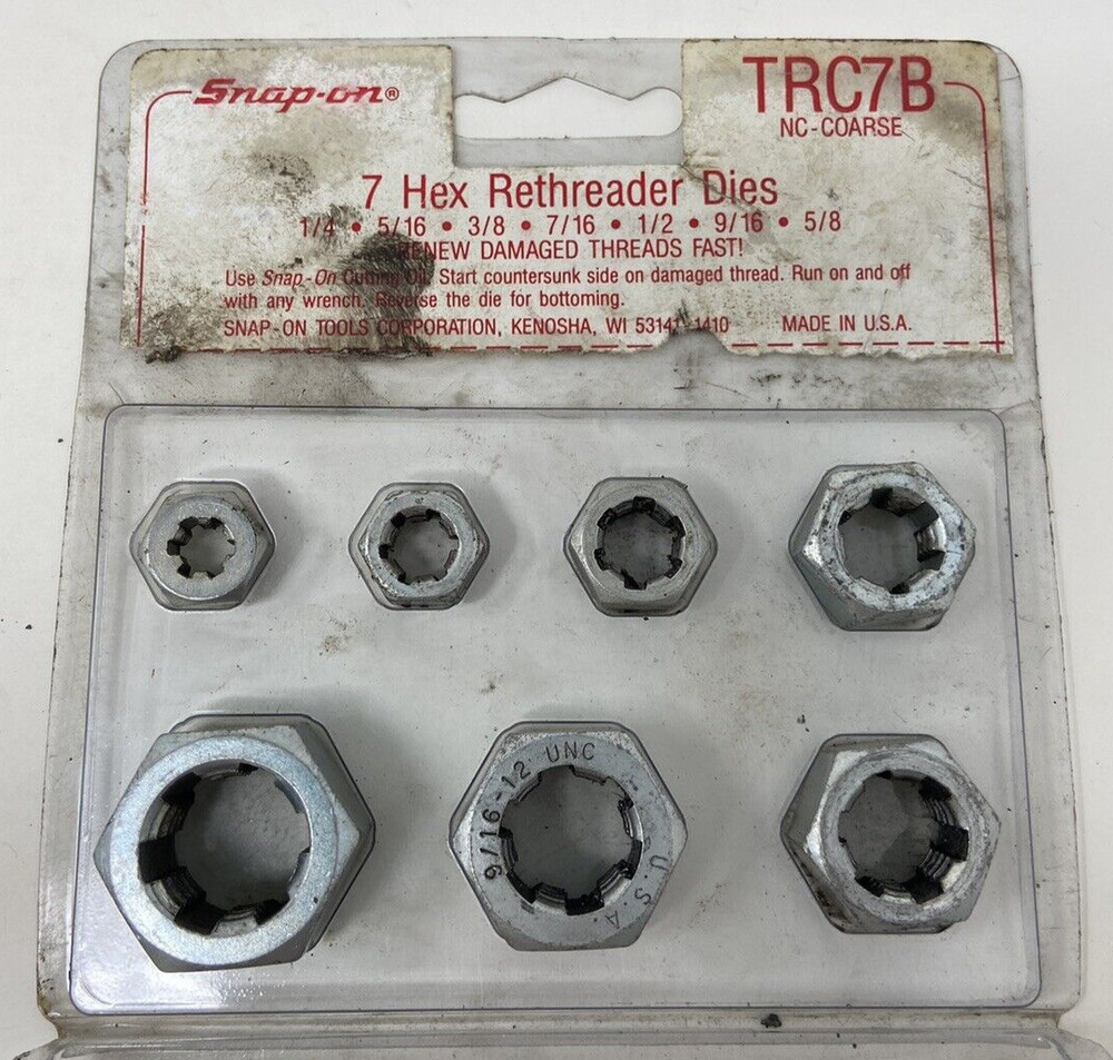 Snap On 6 Piece Hex Rethreader Dies TRC7B