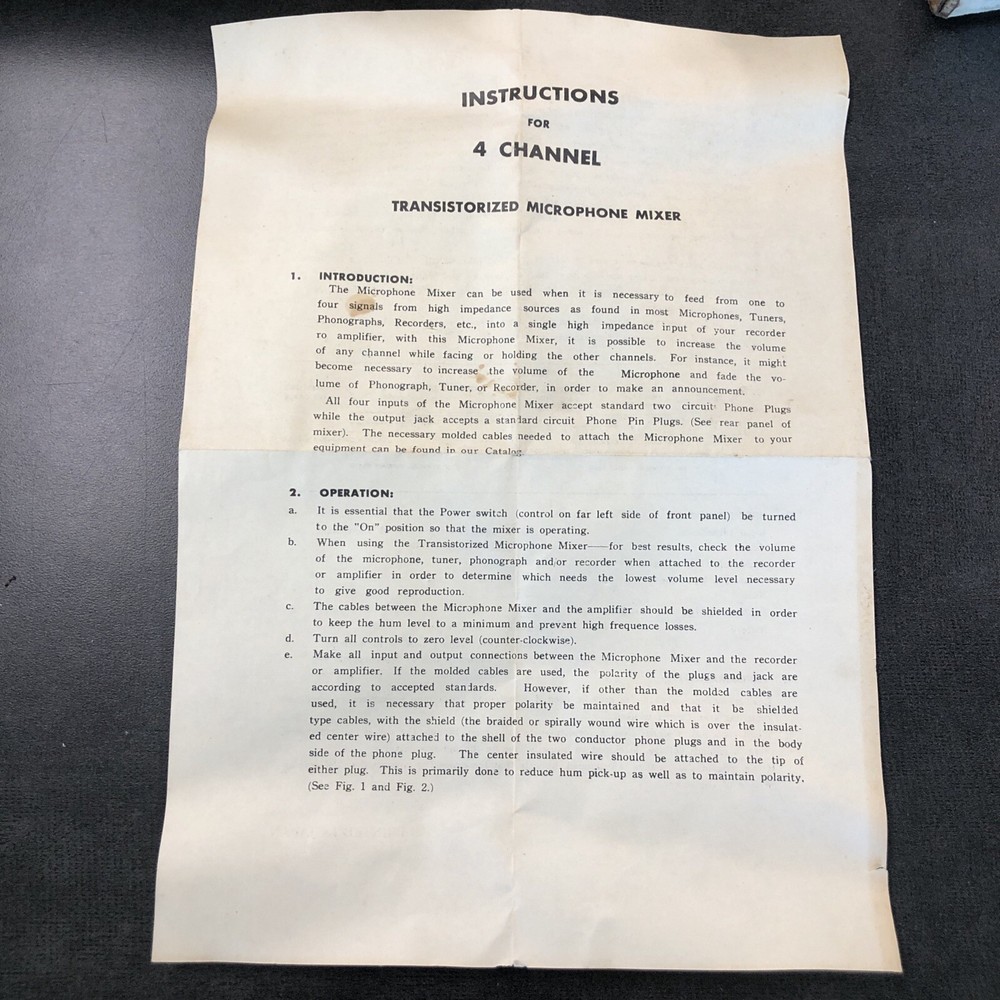 Midland Transistorized Stereo Microphone Mixer 4 Channel Old School