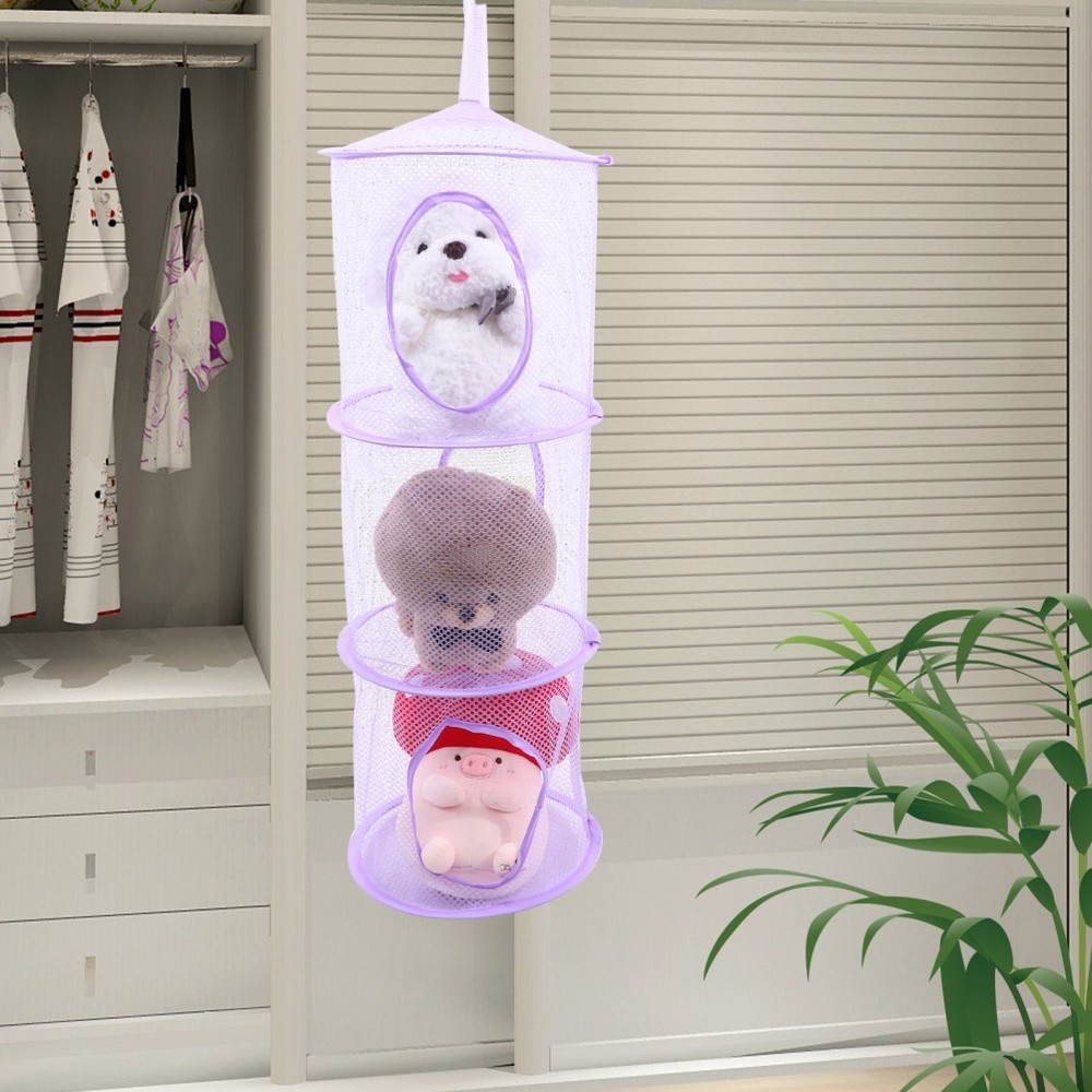 2 Pcs Foldable Mesh Hanging Nets Multi Layer Drying Basket For Socks Clothes