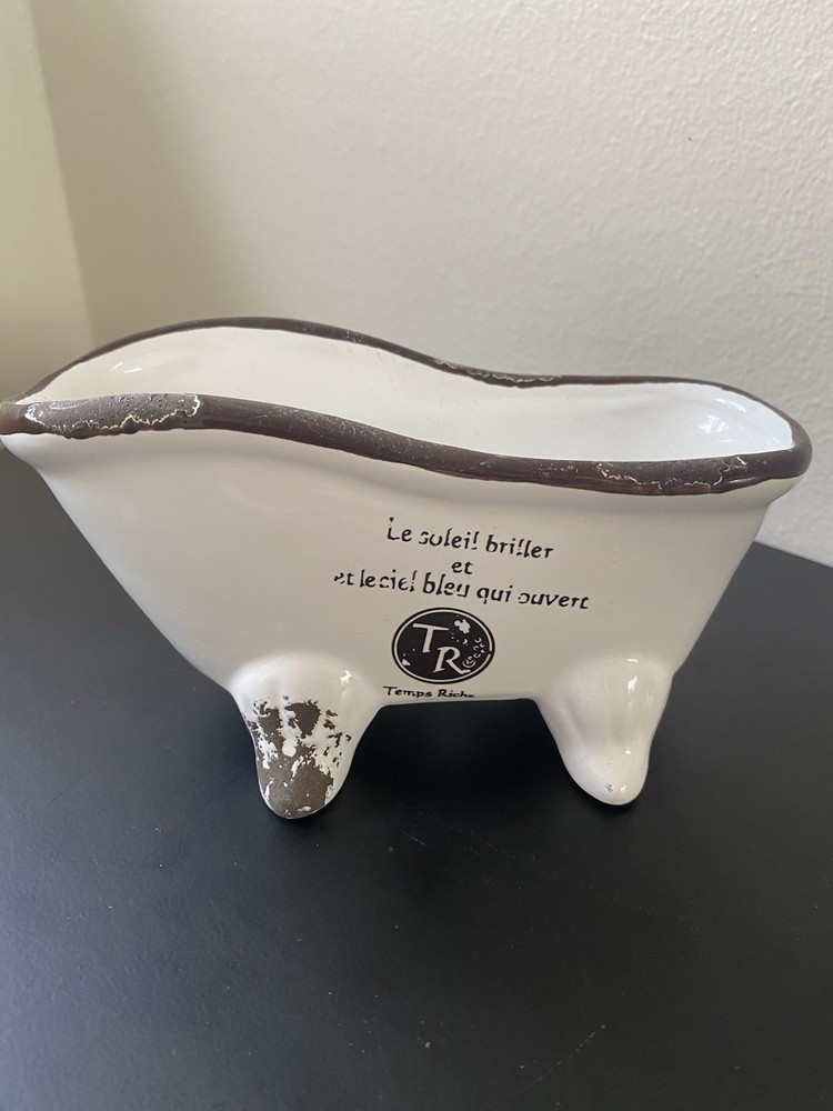 Decorative Ceramic  Planter With Whimsical Bathtub Design