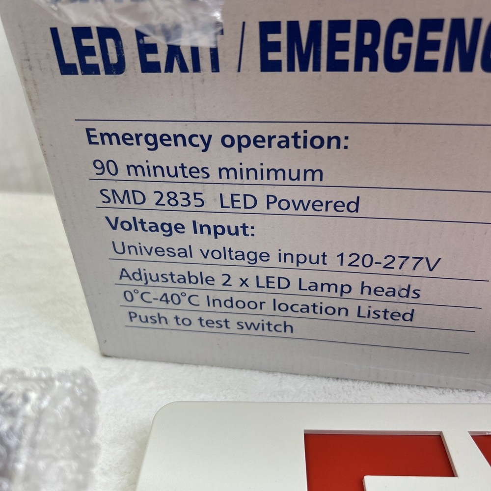 2 Pack LED Exit Sign Emergency Combo Light with Adjustable Two Head Battery UL