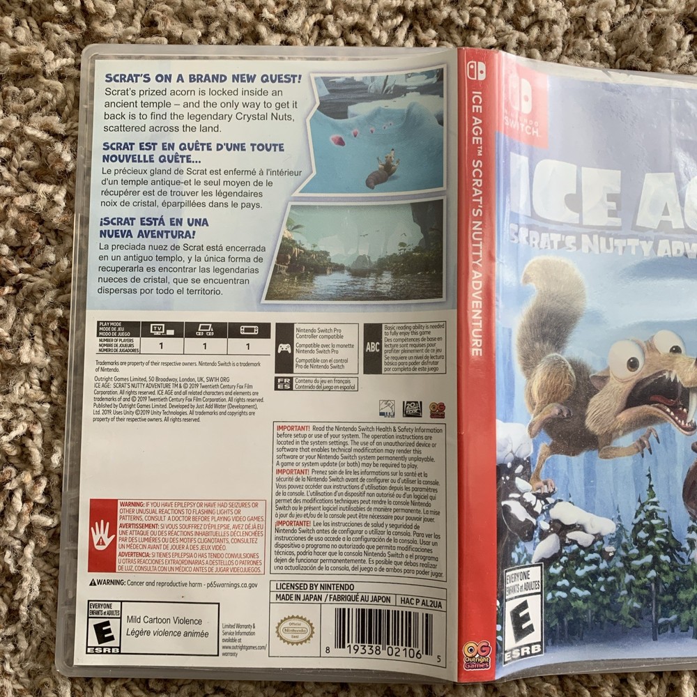 Empty Replacement Case & Artwork! Ice Age Scrat’s Nutty Adventure - Switch