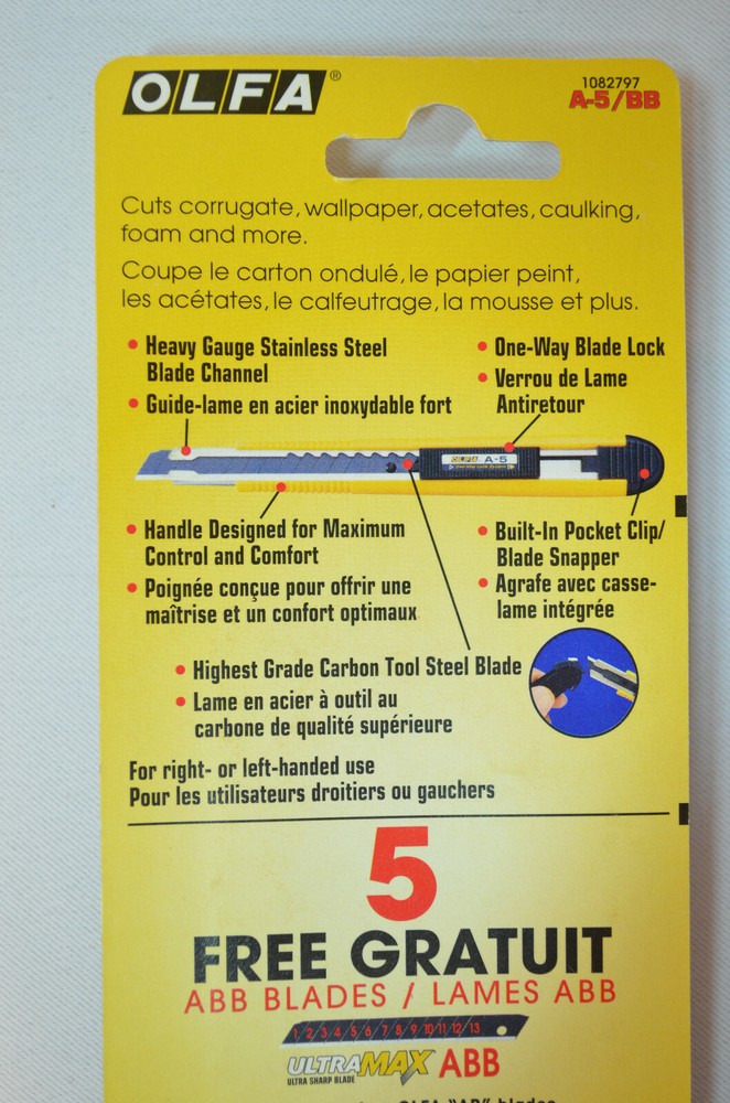 OLFA - 25 blades total one-way locking system auto-lock model A-5 /BB 5 units