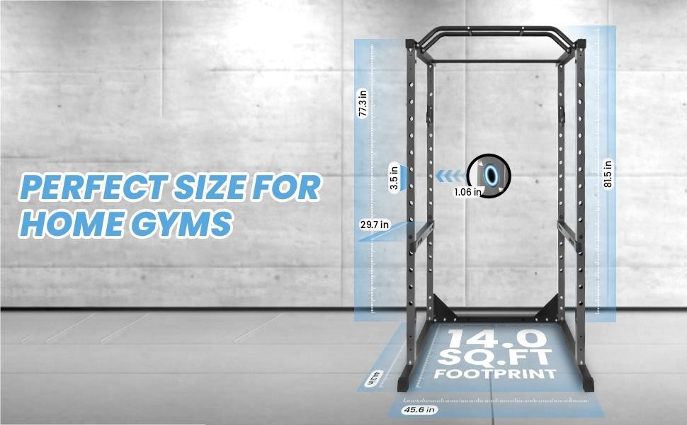 1200LBS Power Rack Black Multi-Function Squat Cage w/J-Hooks for Home/Gym