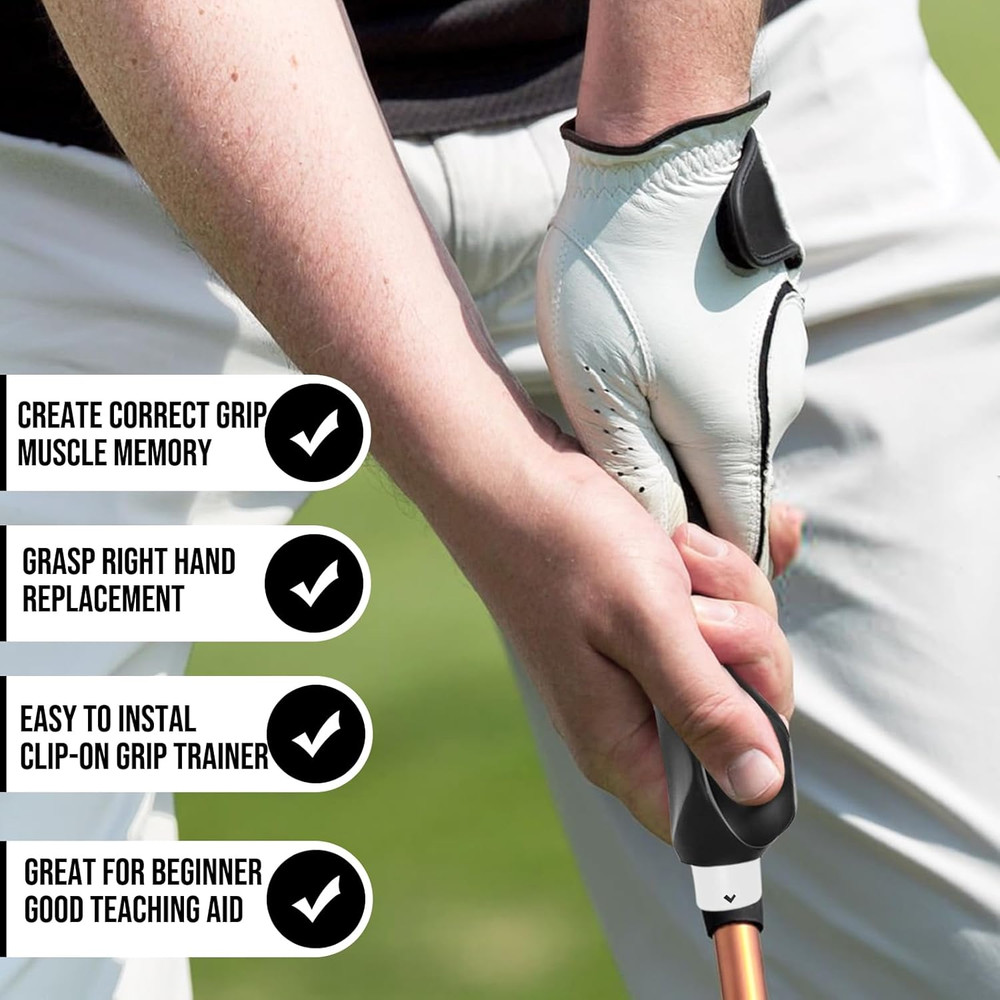 Clip-On Golf Grip Trainer, Golf Swing Training Aid for Improving Proper Hand Pos