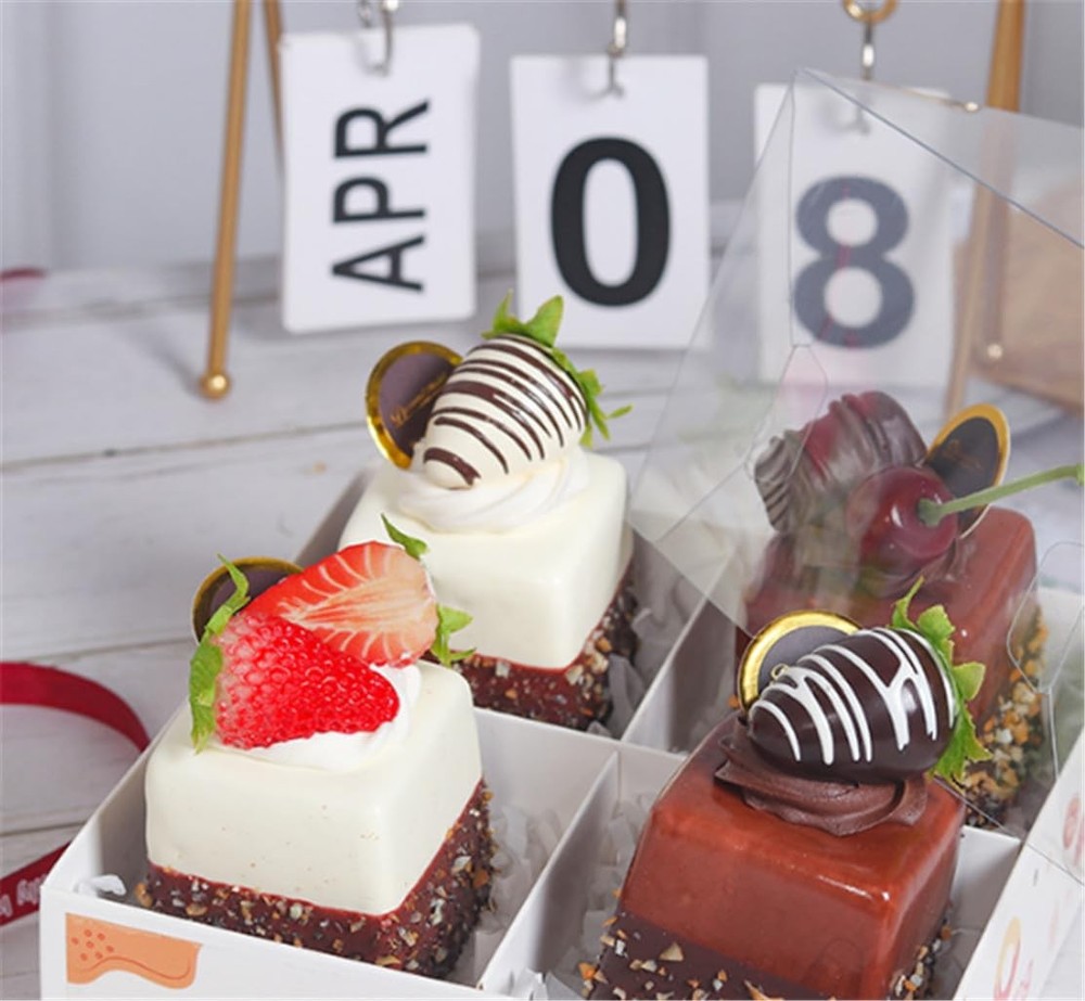 Skyseen 4PCS Artificial Chocolate Fruit Cake Fake Cupcake Model Medium, A