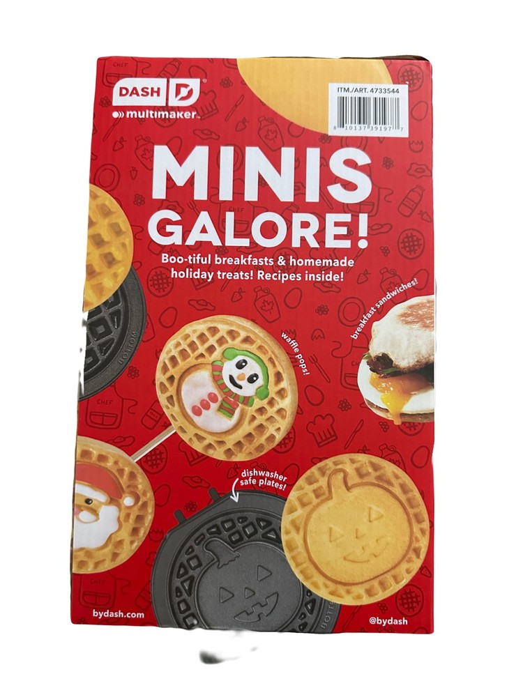 Dash Multi-Plate Mini Waffle Maker 7 removable Plates-Holiday design