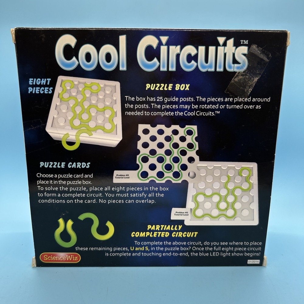 Science Wiz Cool Circuits LED Puzzle Box Game Complete 40 Challenges Challenging