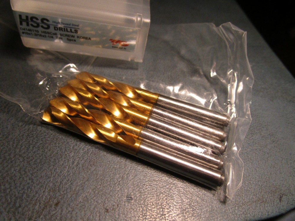 YG1 #10 Diameter HSS TiN Coated Screw Machine Length Drill