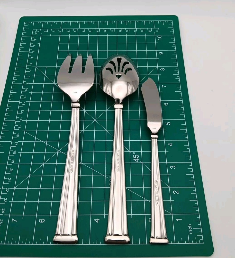 Lenox Lanford Server Hostess 3pc Set 18/10 Stainless Flatware Glossy