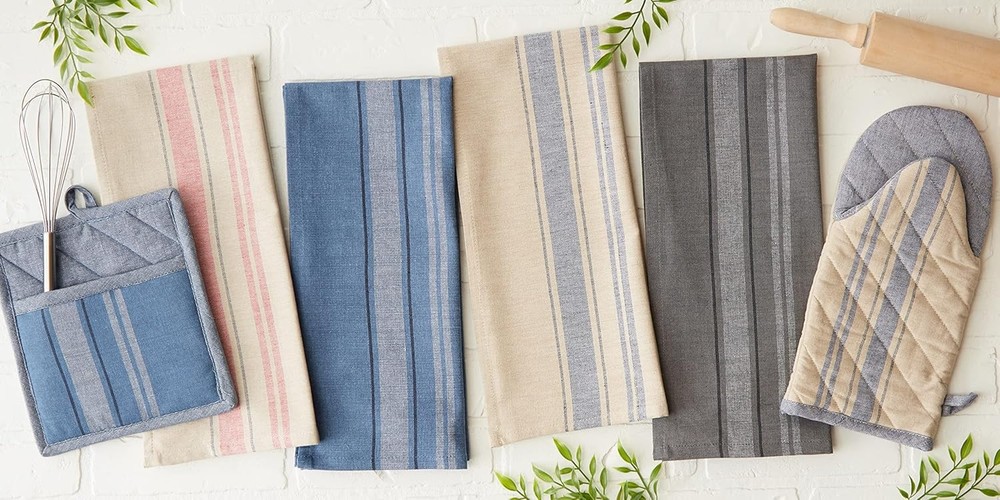 DII French Stripe, Kitchen Collection, Chambray Blue, Blue